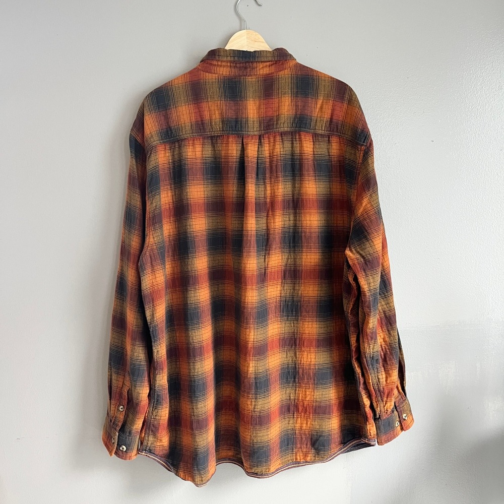 Carbonβ 2 Cobalt Mens Plaid Flannel Button Down Shirt Orange XXL